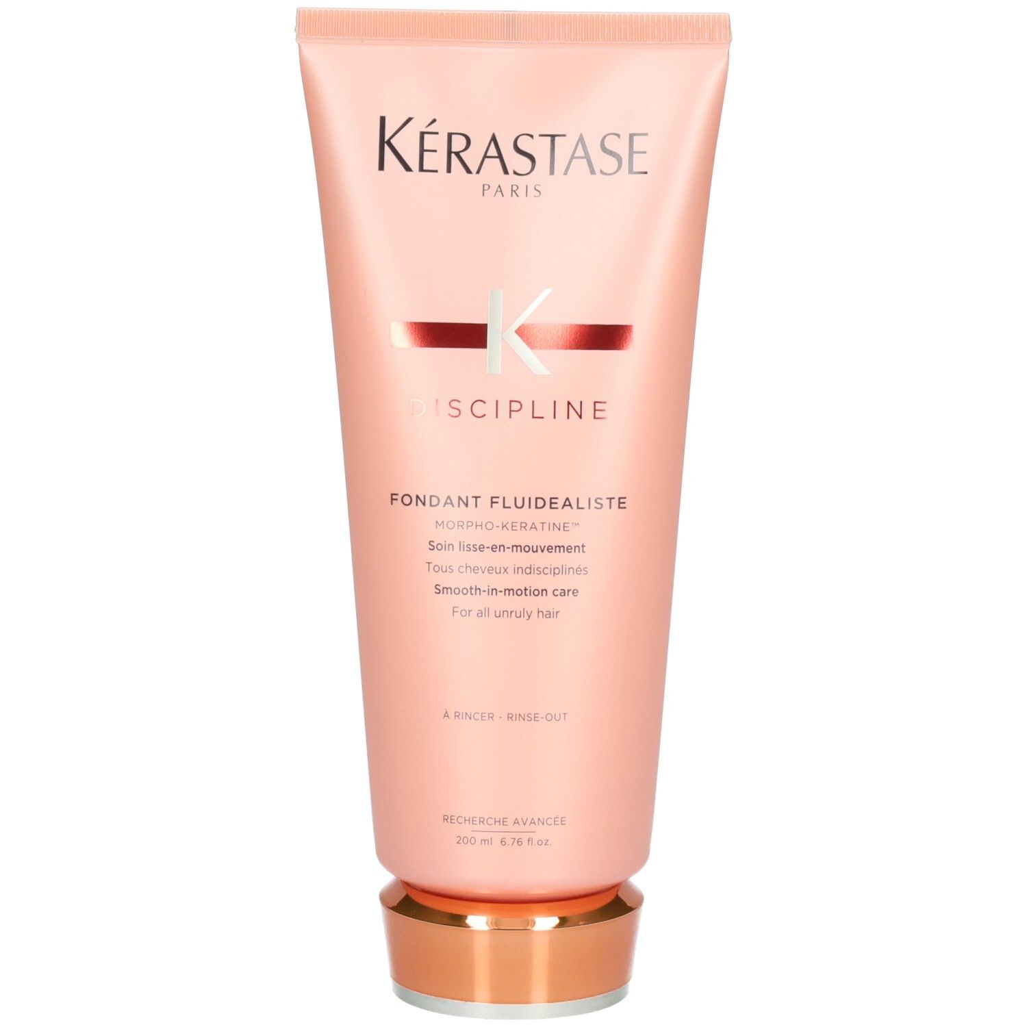 Kérastase Discipline Fondant Fluidéaliste dans un tube rose avec un bouchon doré. 200 ml.