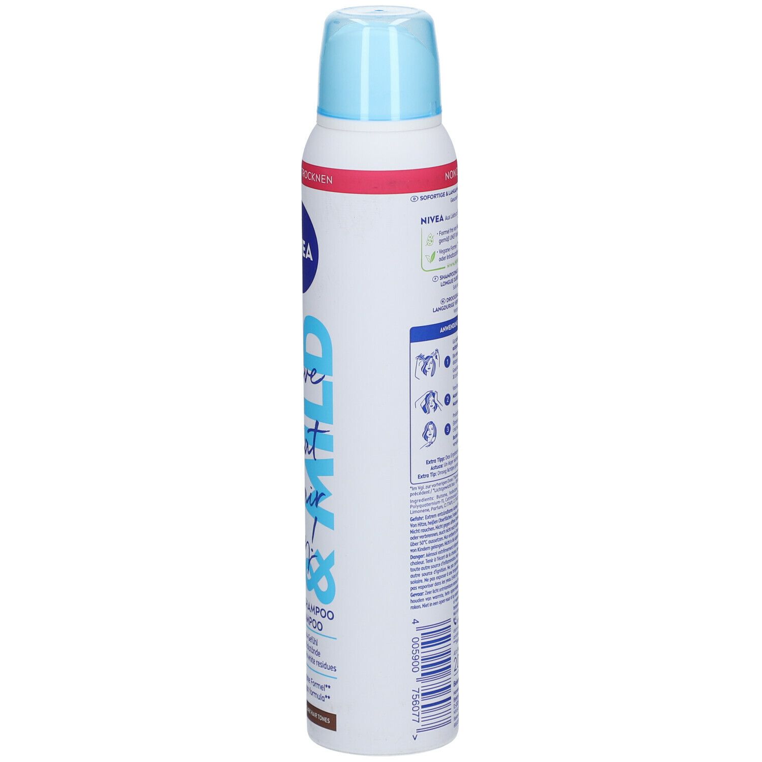 NIVEA Fresh Revive Shampooing Sec  3 en 1 Cheveux Foncés