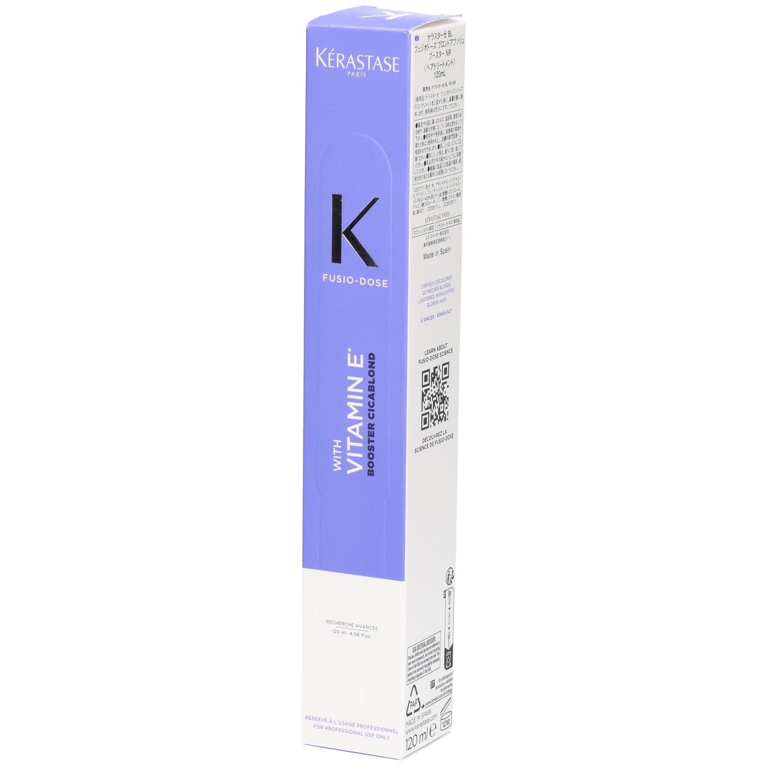 Kérastase Fusio-Dose Booster Cica-Blond avec Vitamine E dans un emballage violet et blanc.