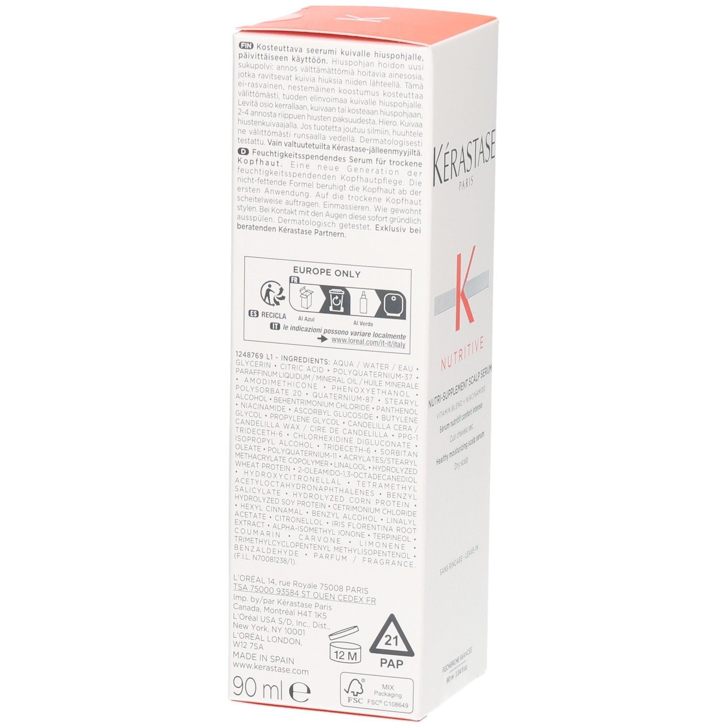 Emballage Kérastase Nutritive Sérum, 90 ml.