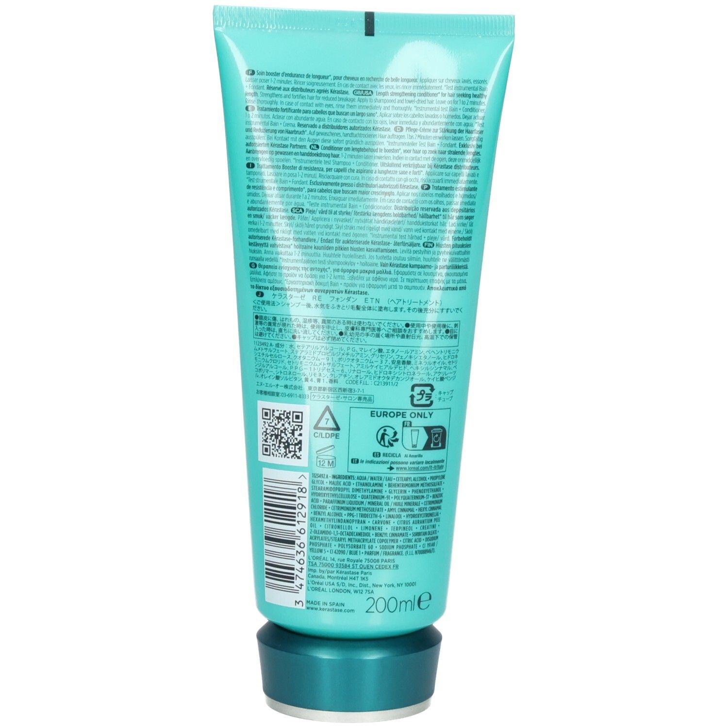Kérastase Resistance Fondant Extentioniste soin capillaire, verso avec texte.
