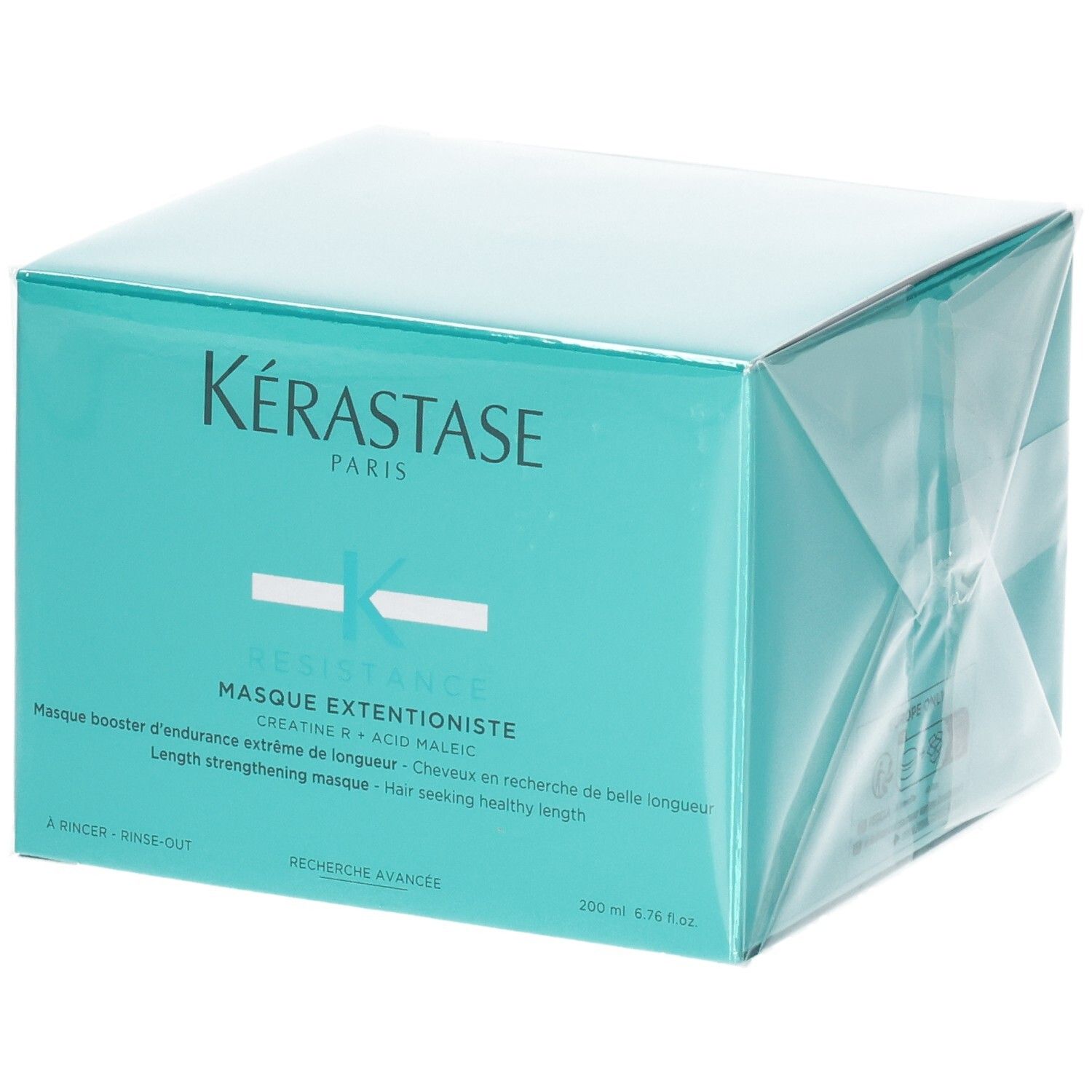 Emballage Kérastase Résistance Masque Extentioniste. Boîte bleu clair avec informations produit.