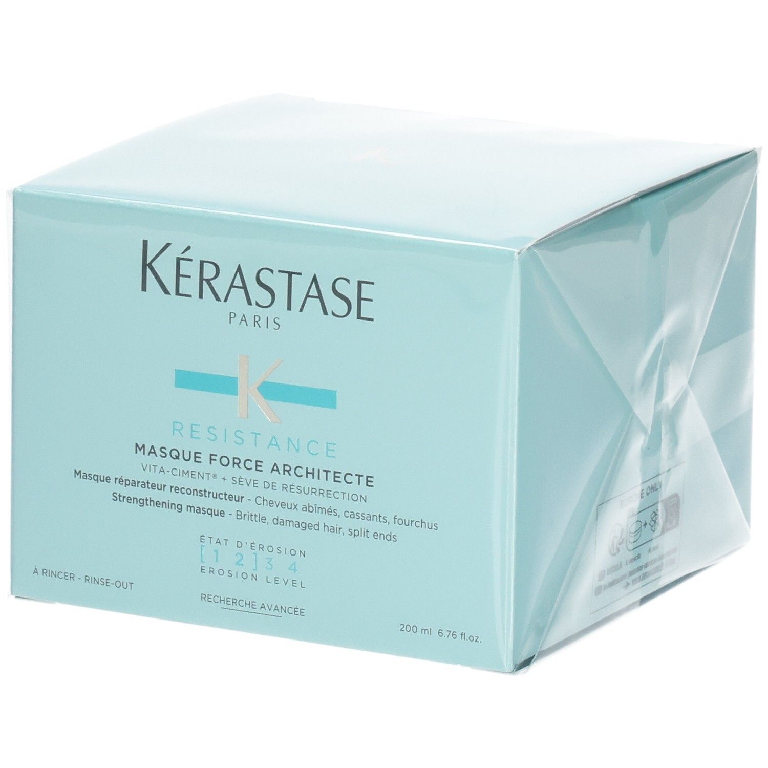Kérastase Resistance Masque Force Architecte soin capillaire dans un emballage bleu clair.