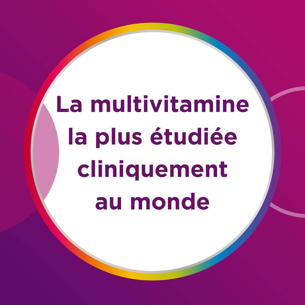 Texte circulaire. Texte : La multivitamine la plus étudiée cliniquement au monde.