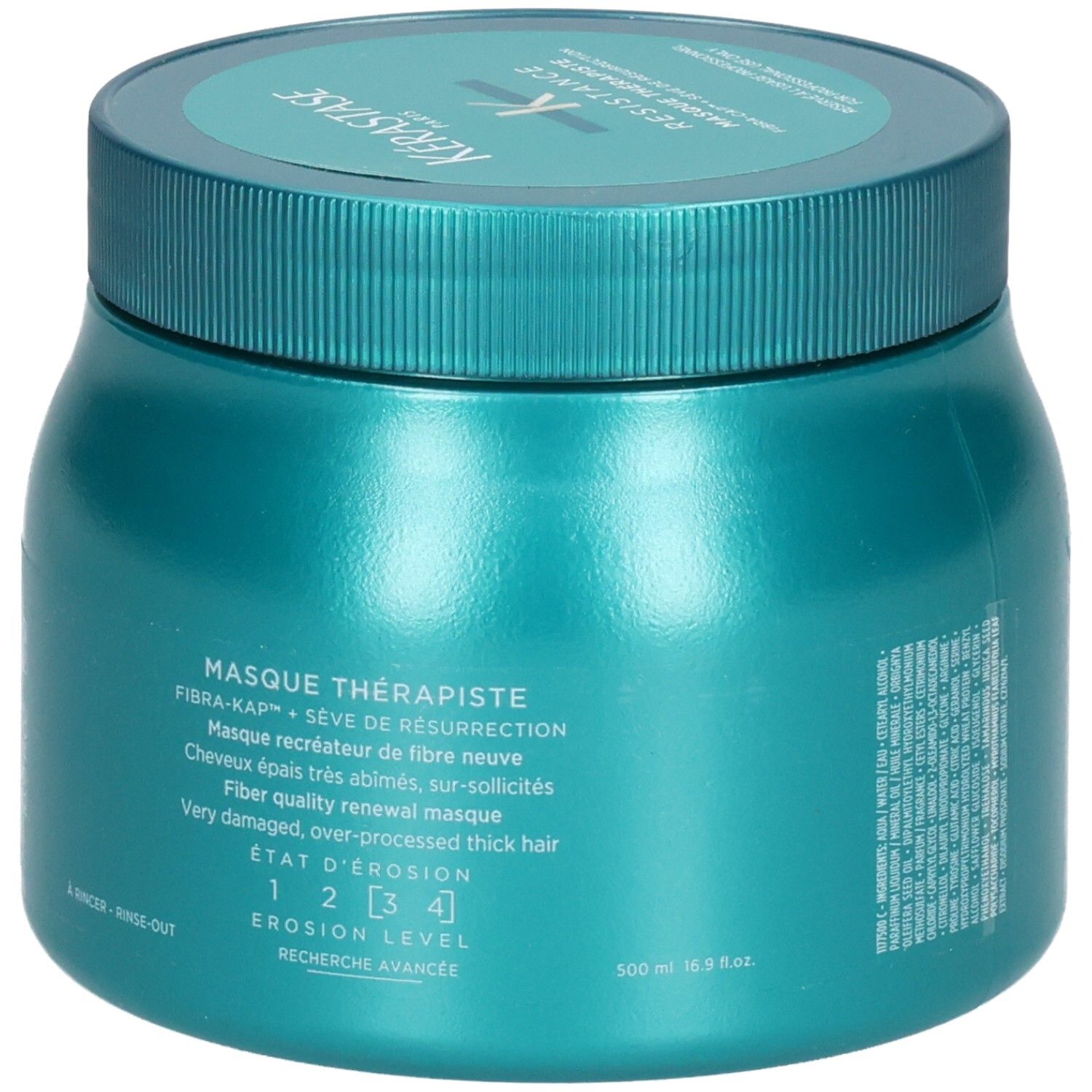 Pot turquoise Kérastase Masque Thérapiste, 500 ml. Pour cheveux très abîmés.