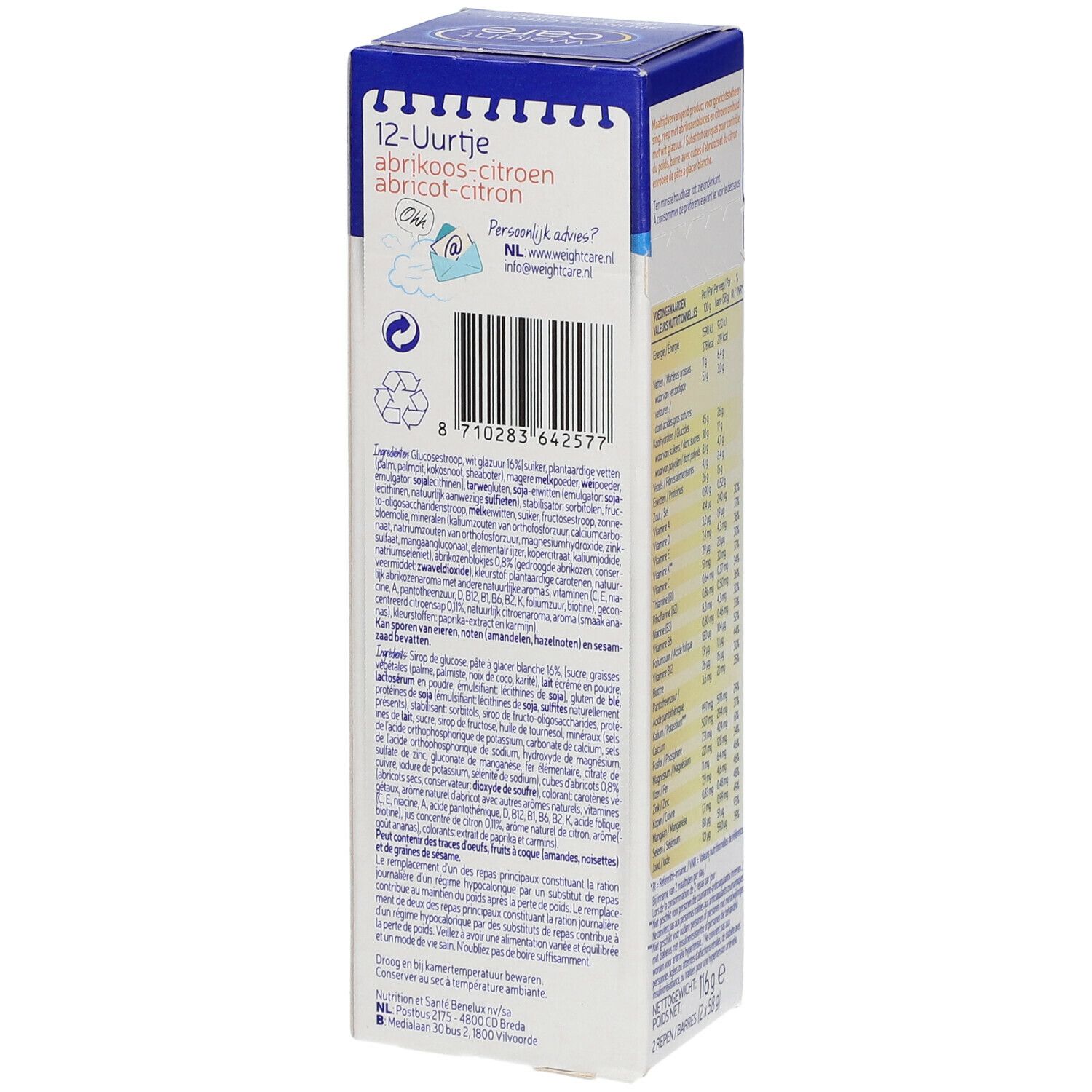 Weight Care Barre Repas Abricot - Citron