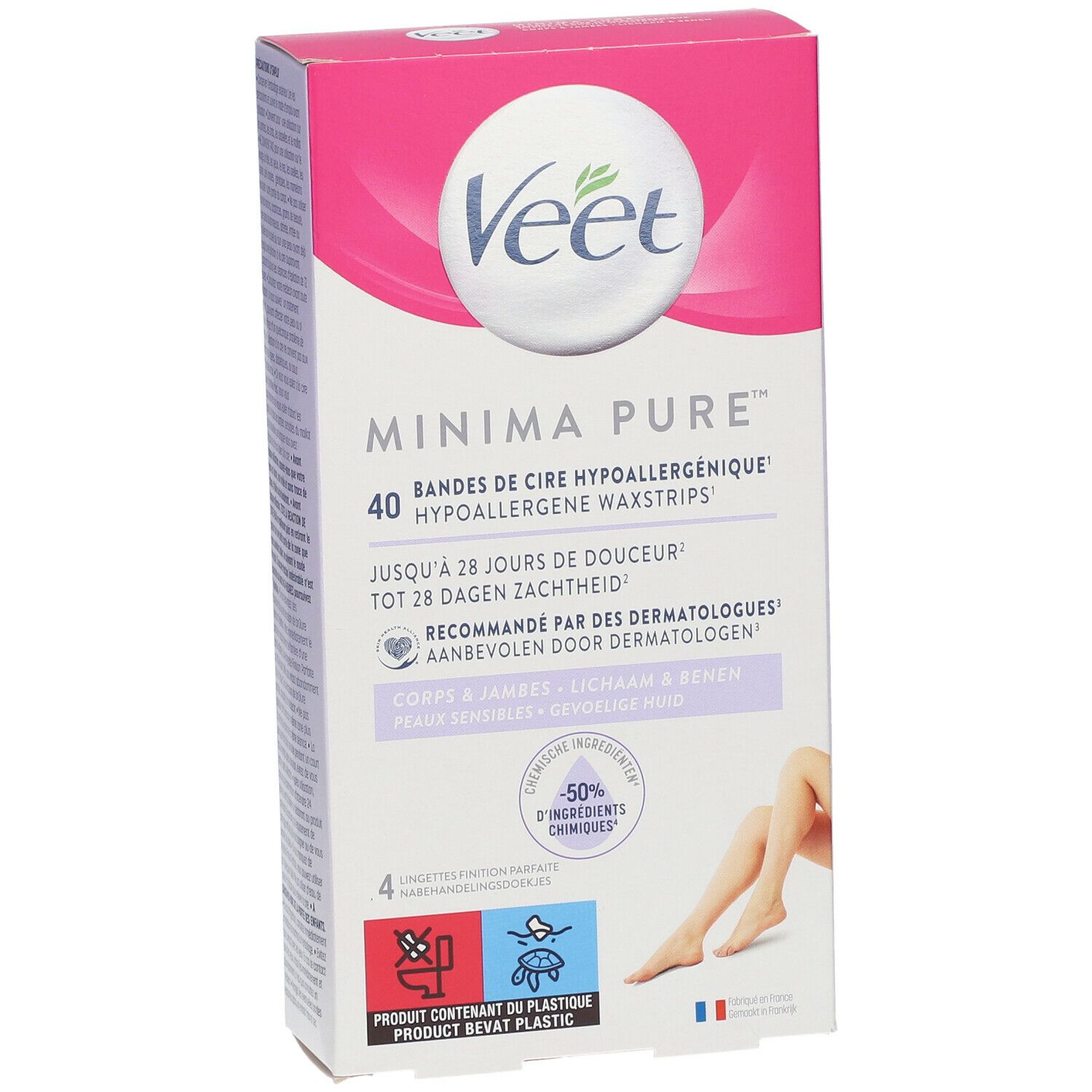 Veet® MINIMA™ Bandes De Cire Corps Et Jambes 40 Pc(s) - Redcare Pharmacie