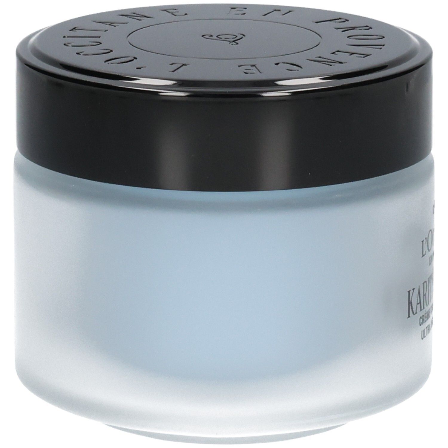 Vue latérale du pot en verre L'OCCITANE Karité Confort Ultra Rich Body Cream.
