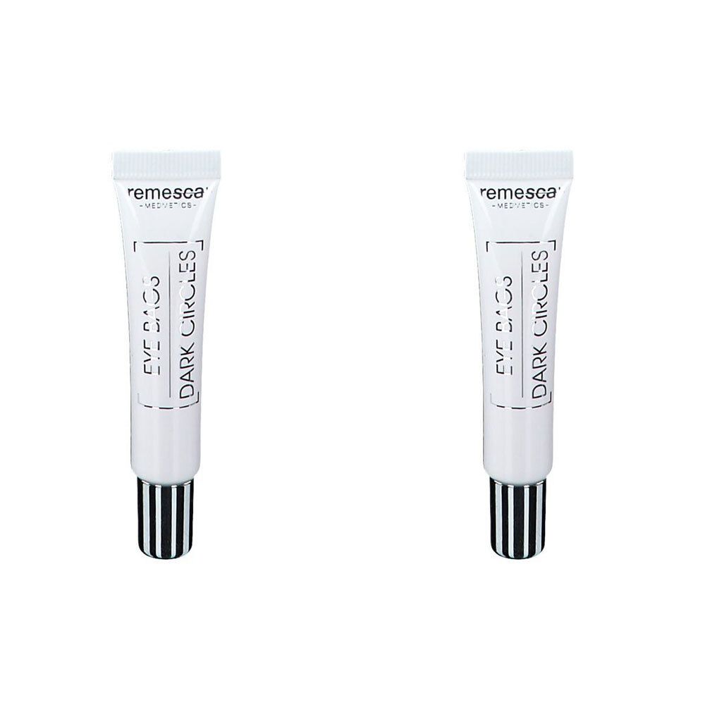 Deux tubes blancs avec bouchon noir. Inscription: Eye Bags & Dark Circles.