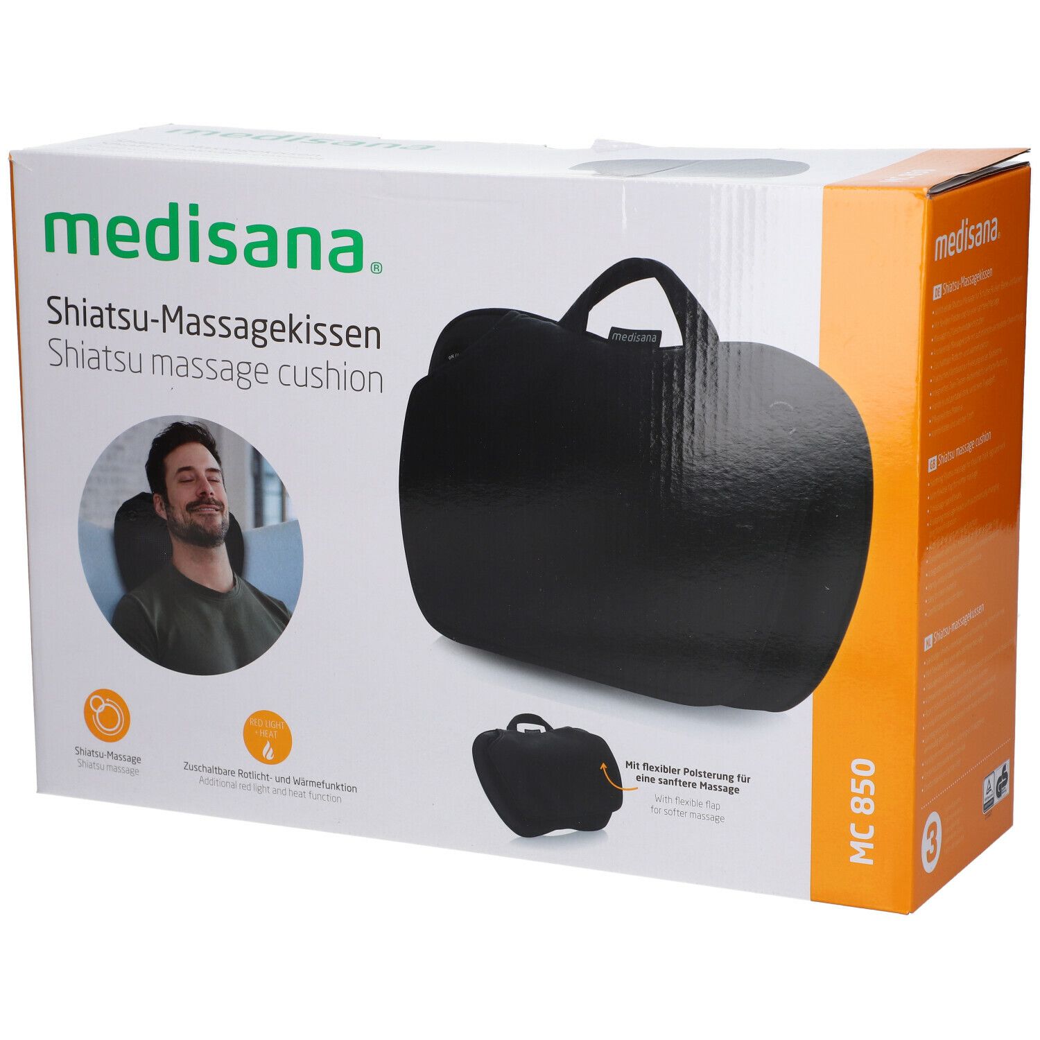 medisana® Coussin de massage Shiatsu avec lumière rouge et chaleur MC850