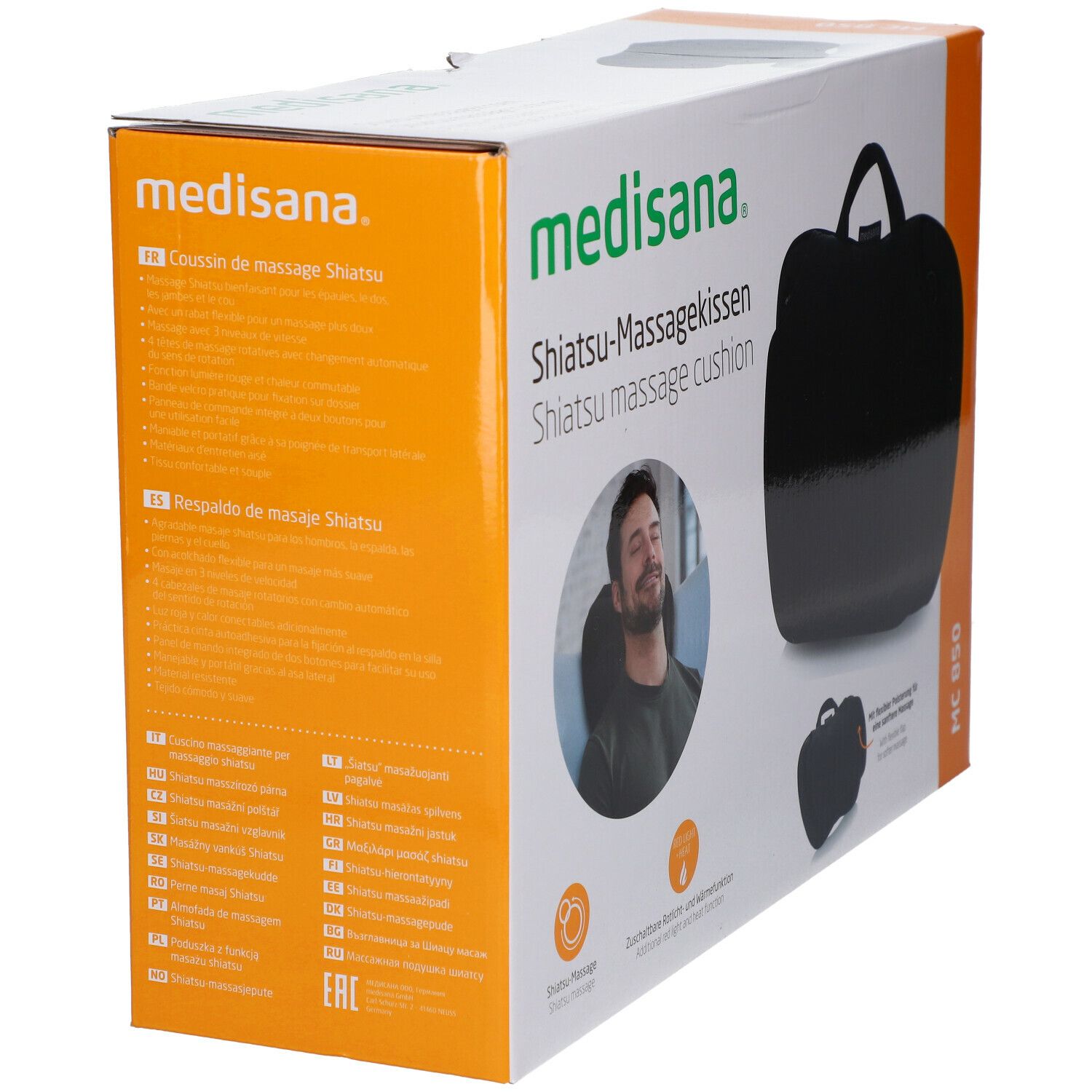 medisana® Coussin de massage Shiatsu avec lumière rouge et chaleur MC850