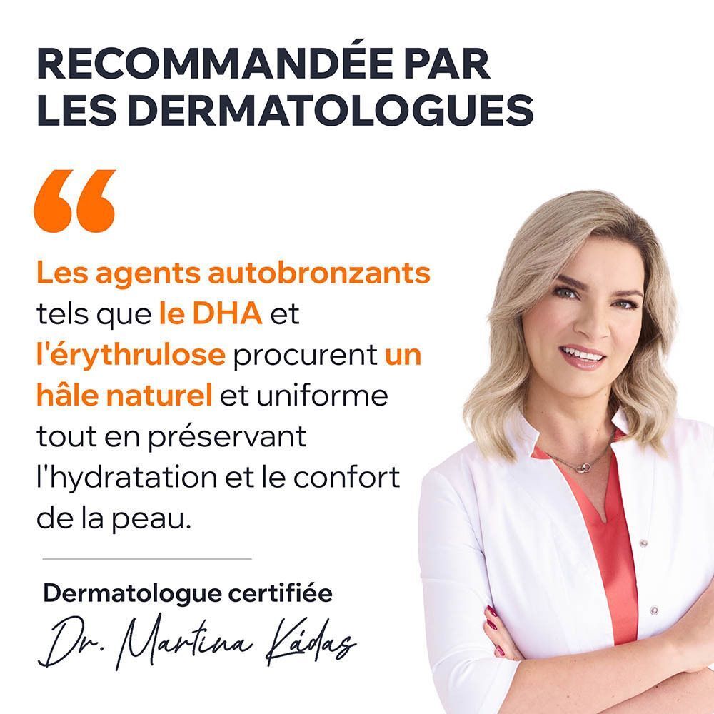 Dermatologue recommande la brume autobronzante Uriage Bariésun pour un hâle naturel.
