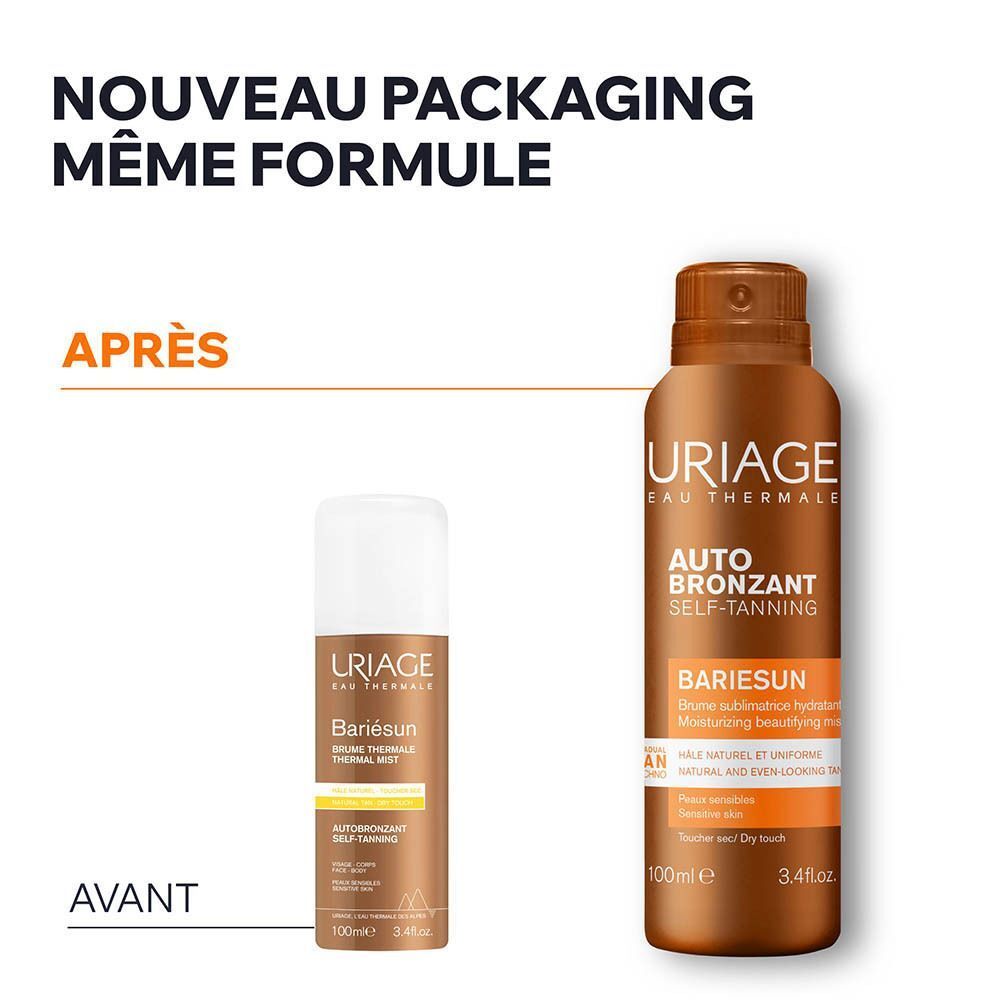 Brume autobronzante Uriage Bariésun : nouveau packaging, même formule.