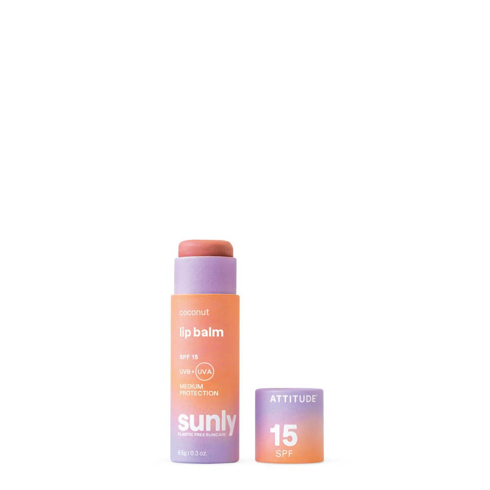 Baume à lèvres Attitude Coco SPF 15, emballage blister.