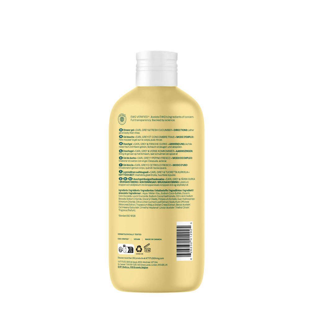 Gel douche Attitude Super Leaves concombre et concombre frais, 473ml.
