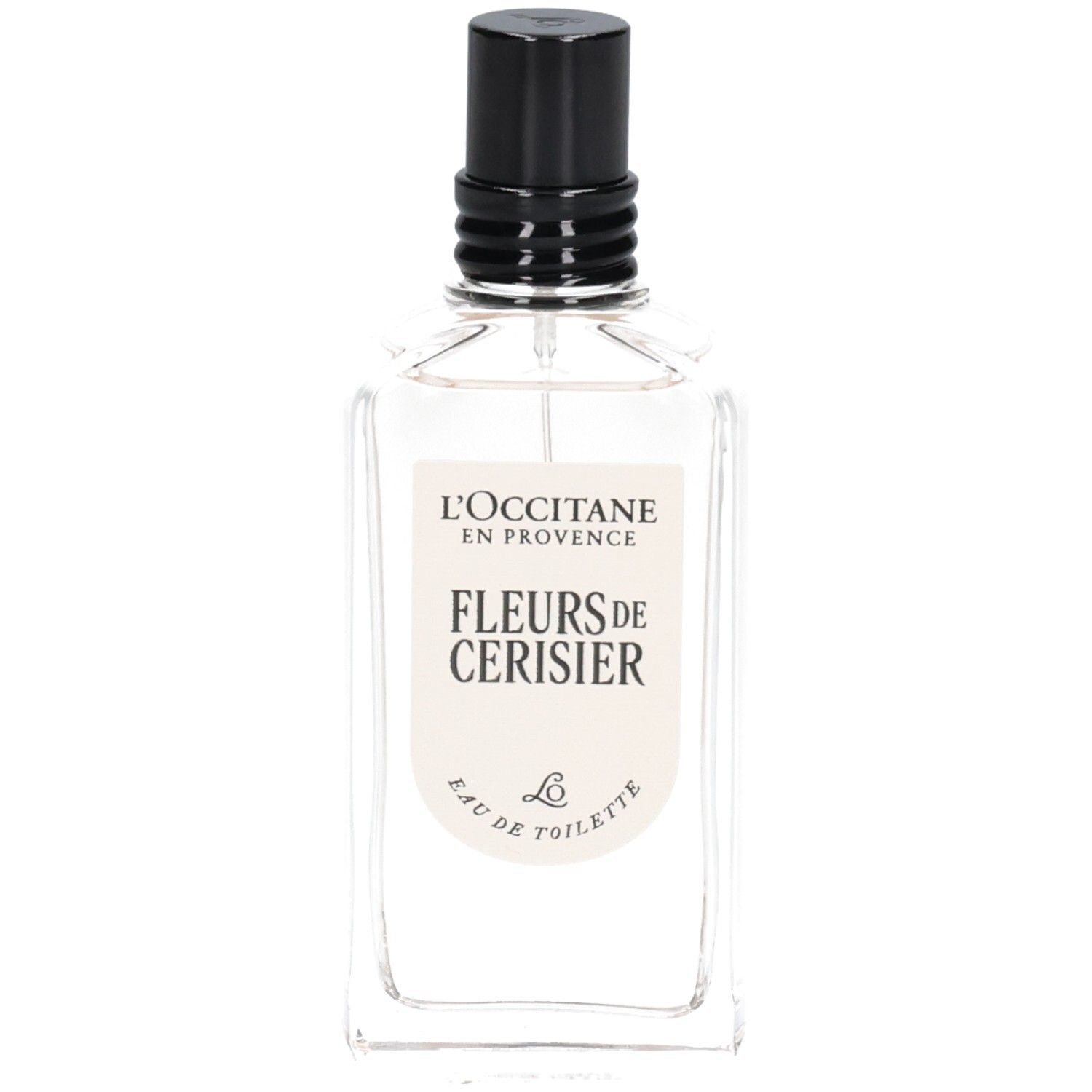 Flacon L'OCCITANE Eau de Toilette avec vaporisateur noir.