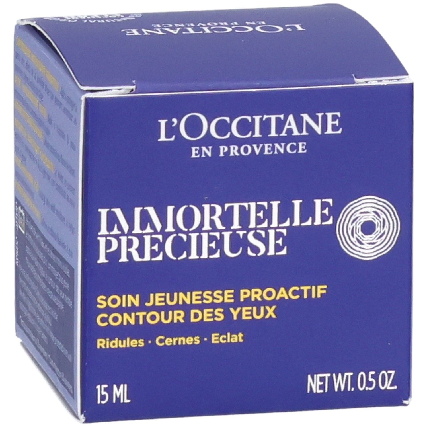 Boîte L'Occitane Immortelle Précieuse Soin Contour des Yeux, 15ml, "Soin Jeunesse Proactif Contour des Yeux".