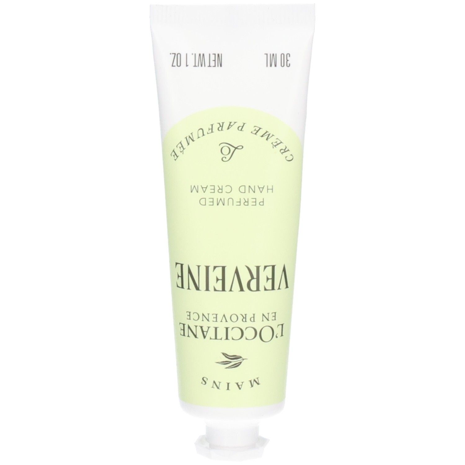 Tube de crème pour les mains L'OCCITANE Verveine avec inscription "VERBENA HAND CREAM".