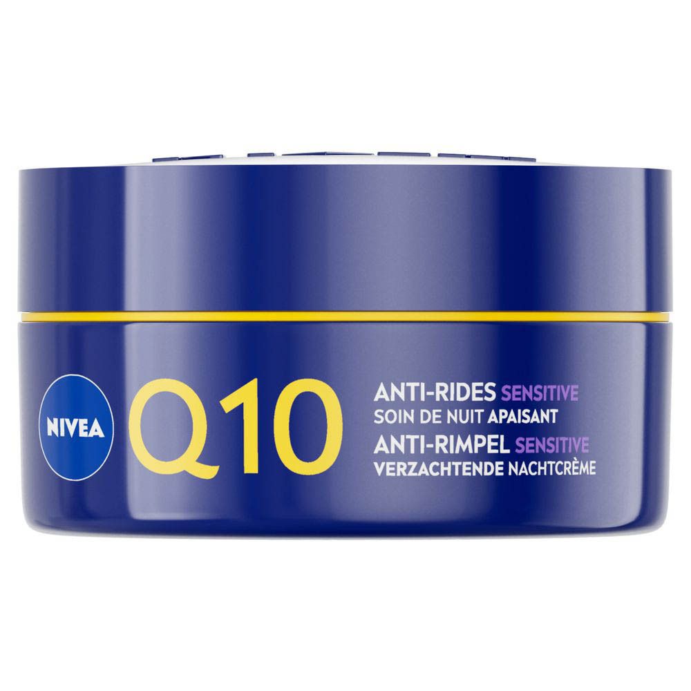 Pot Nivea Q10 Anti-Rides Sensitive Soin de Nuit Apaisant.