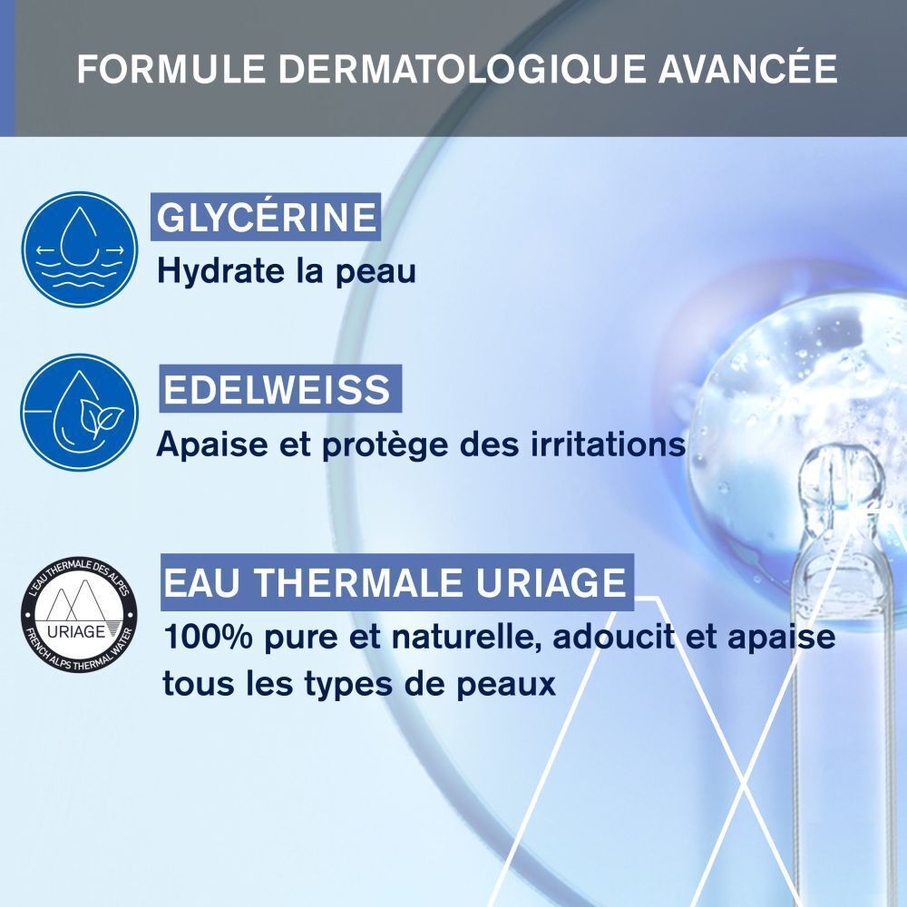 Uriage: Extrait de canneberge riche en vitamine C, eau thermale apaise et adoucit.