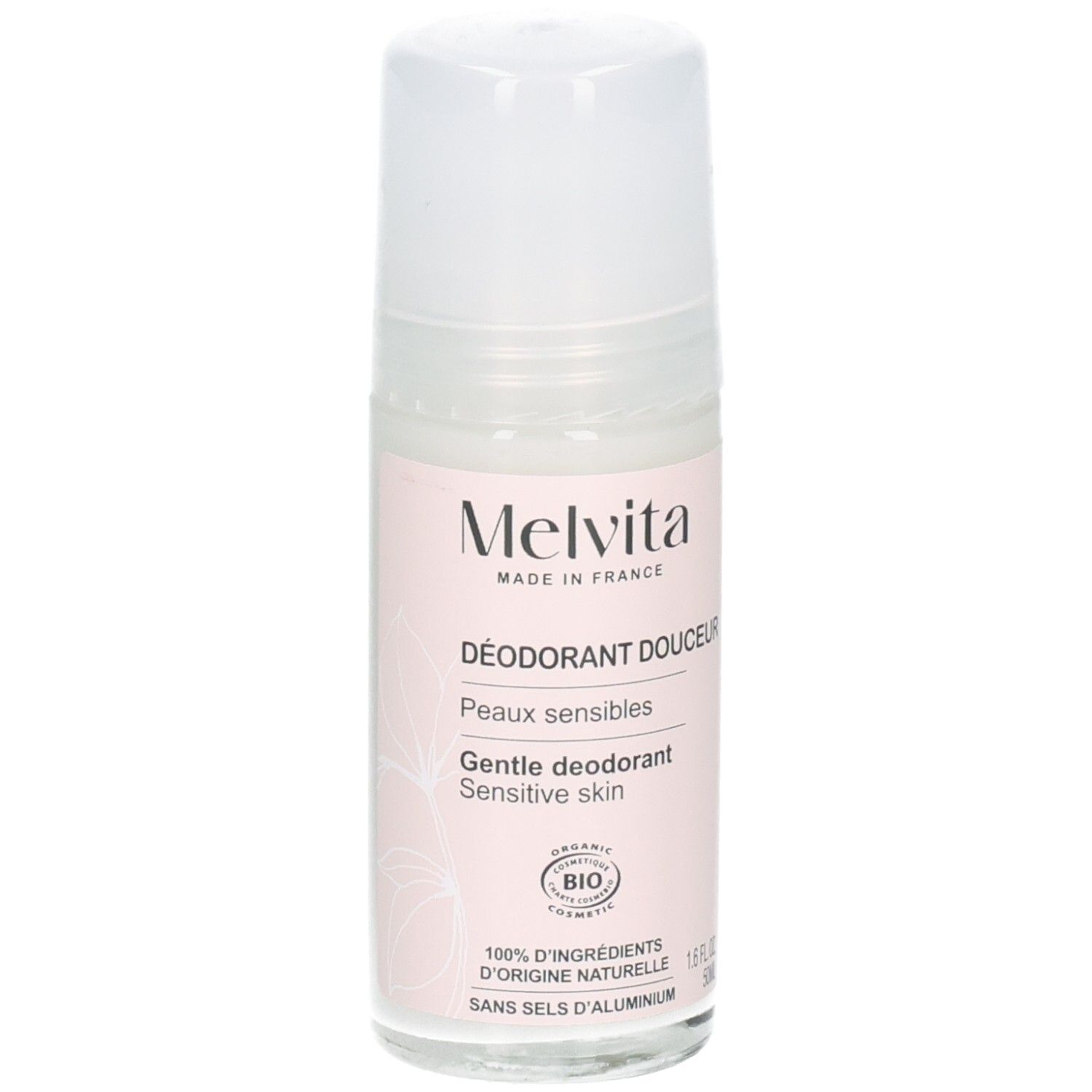 Déodorant Roll-on Melvita Peaux Sensibles 50 ml, certifié BIO.
