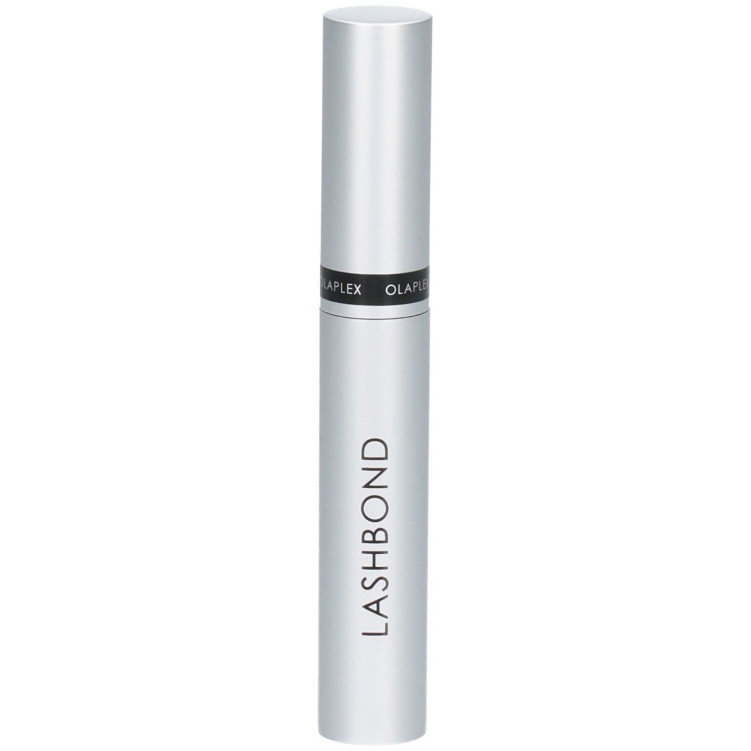 Sérum rehausseur de cils Olaplex Lashbond dans un tube argenté.