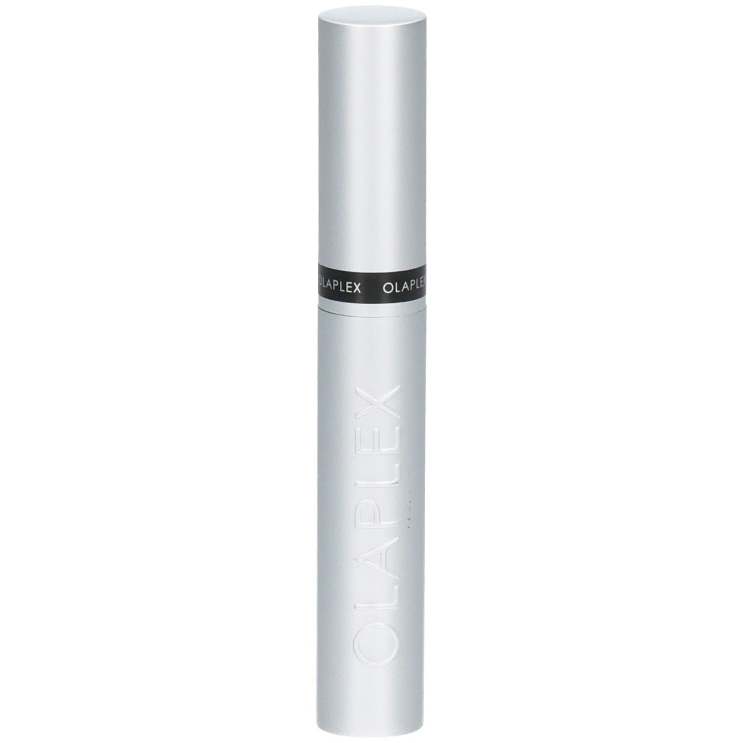 Sérum rehausseur de cils Olaplex Lashbond dans un tube argenté avec le nom de la marque imprimé.