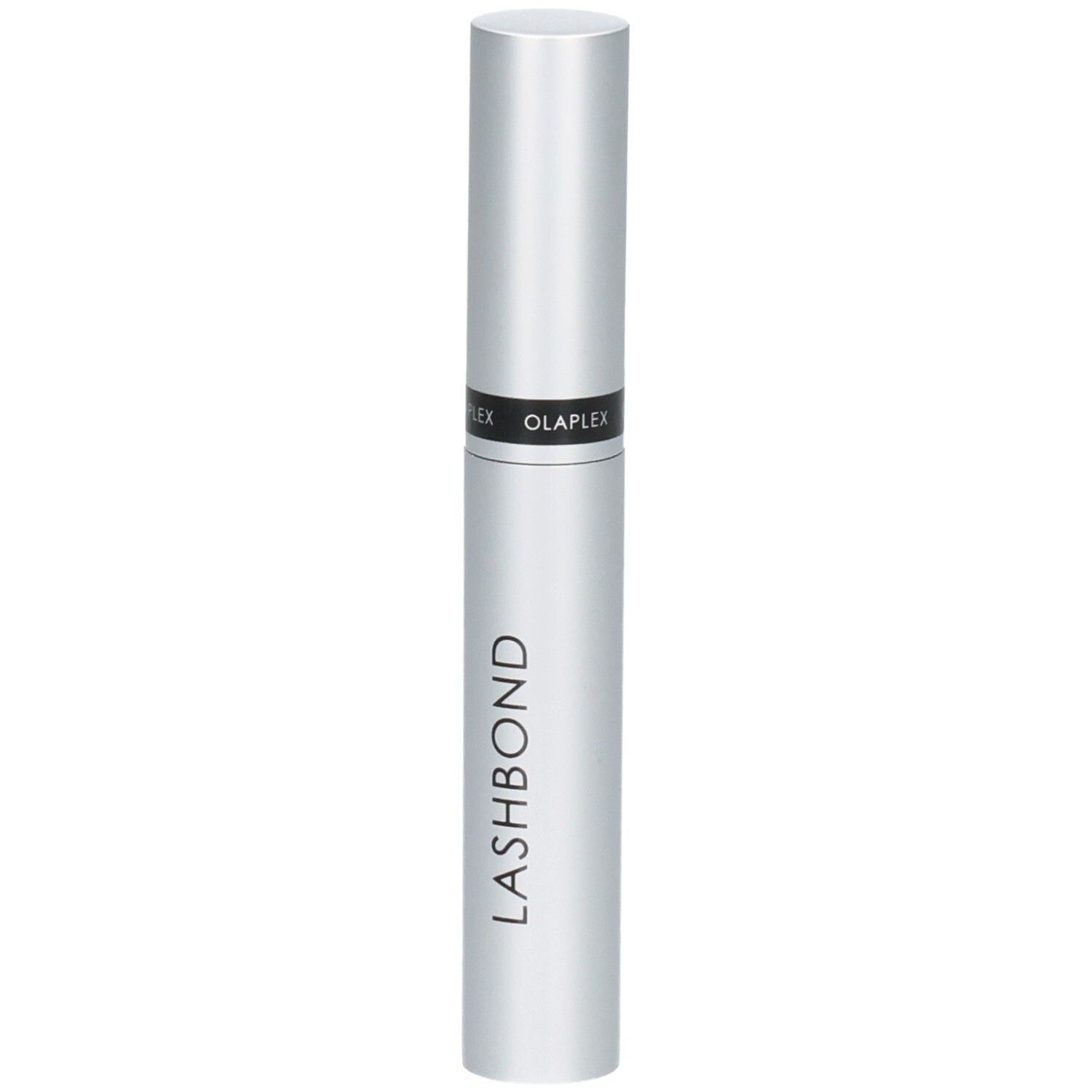 Sérum rehausseur de cils Olaplex Lashbond dans un tube argenté.