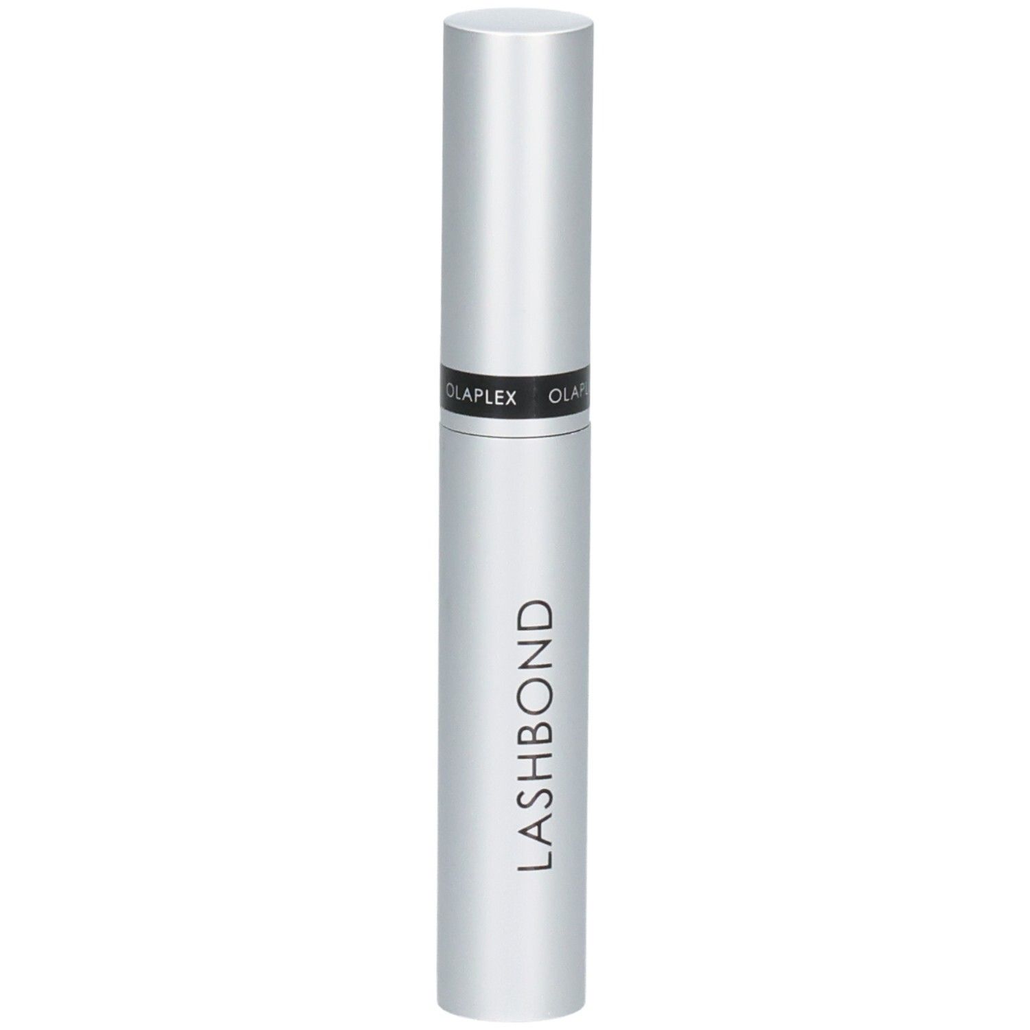 Sérum rehausseur de cils Olaplex Lashbond dans un tube argenté.