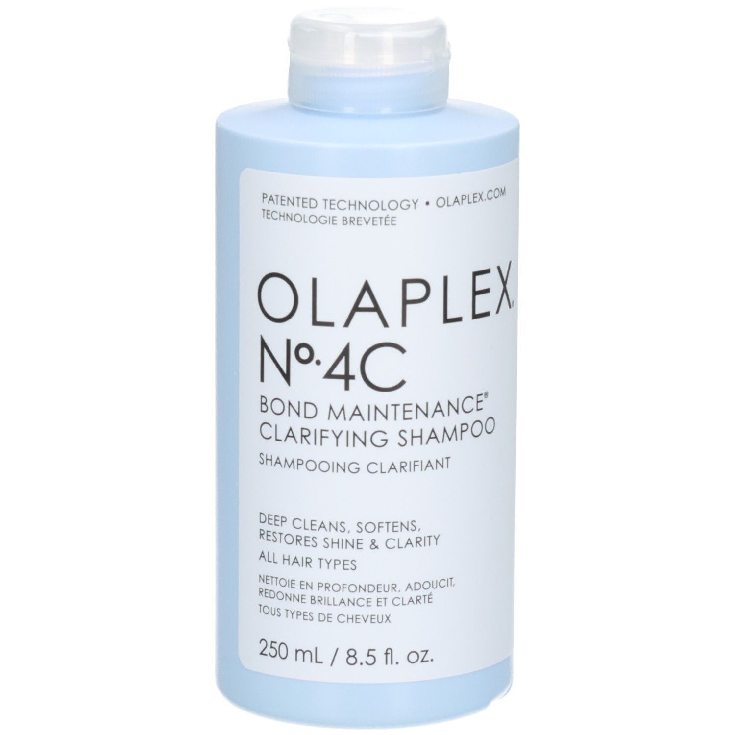 Bouteille de shampooing clarifiant Olaplex No. 4C Bond Maintenance, 250 ml.