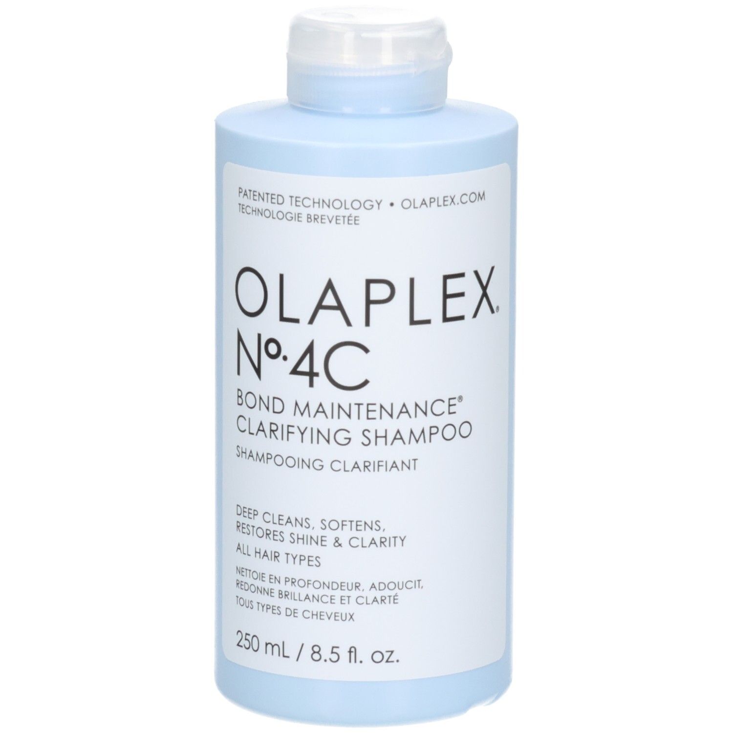 Bouteille de shampooing clarifiant Olaplex No. 4C Bond Maintenance, 250 ml.