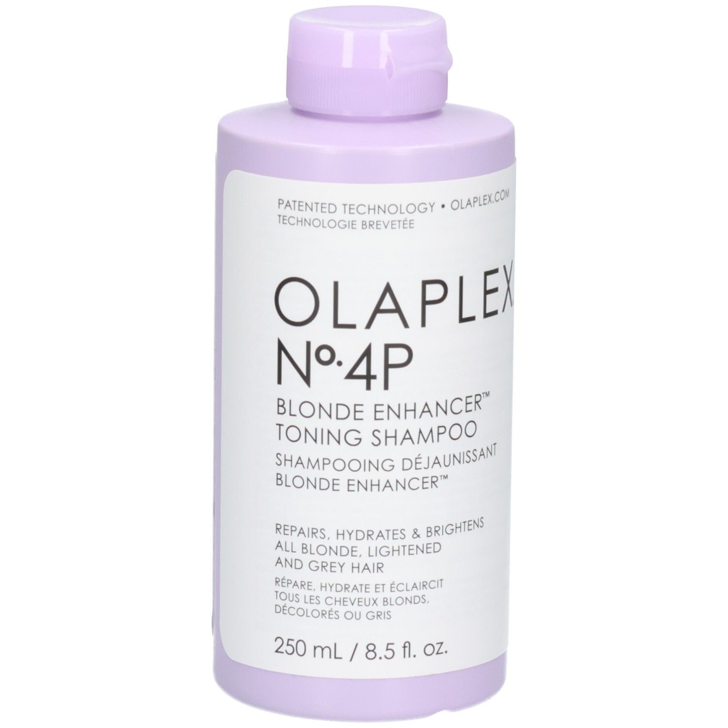Olaplex Nº.4P Blonde Enhancer Toning Shampoo dans une bouteille lilas, 250 ml.