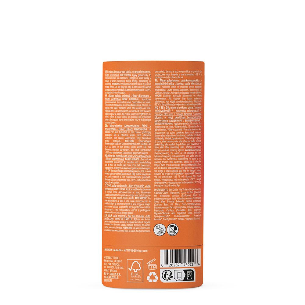 ATTITUDE™ Sunly Stick Solaire Fleur d'Oranger SPF30