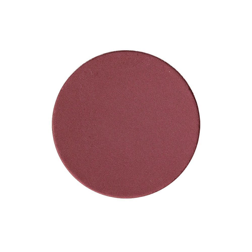 Blush rond, couleur vin. Couleur unie. Pas d'emballage visible.