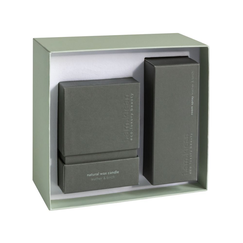 i.am.klean Coffret Cadeau Bougie + Spray d'ambiance Leather & Birch