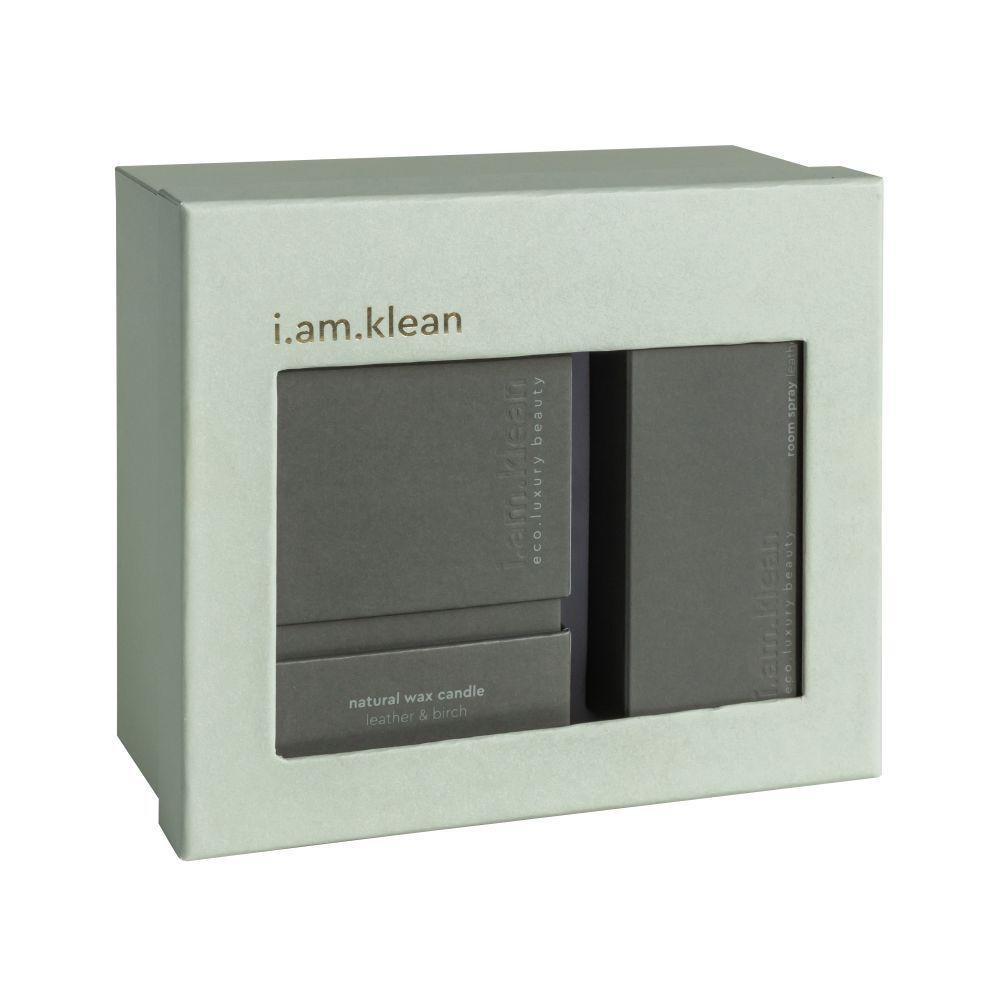 i.am.klean Coffret Cadeau Bougie + Spray d'ambiance Leather & Birch