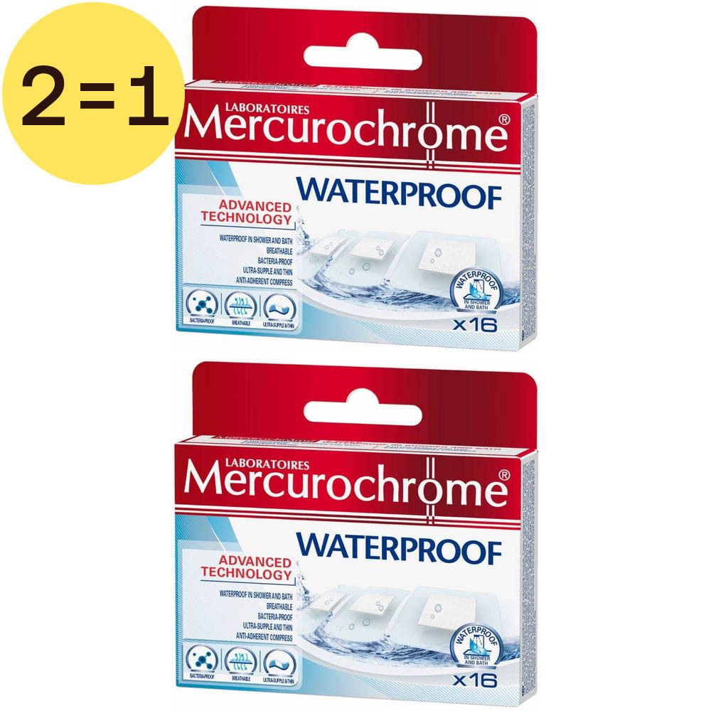 Deux boîtes de pansements Mercurochrome Waterproof. Autocollant 2=1.