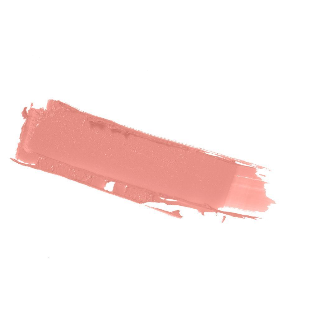 Échantillon de rouge à lèvres rose sur fond blanc.