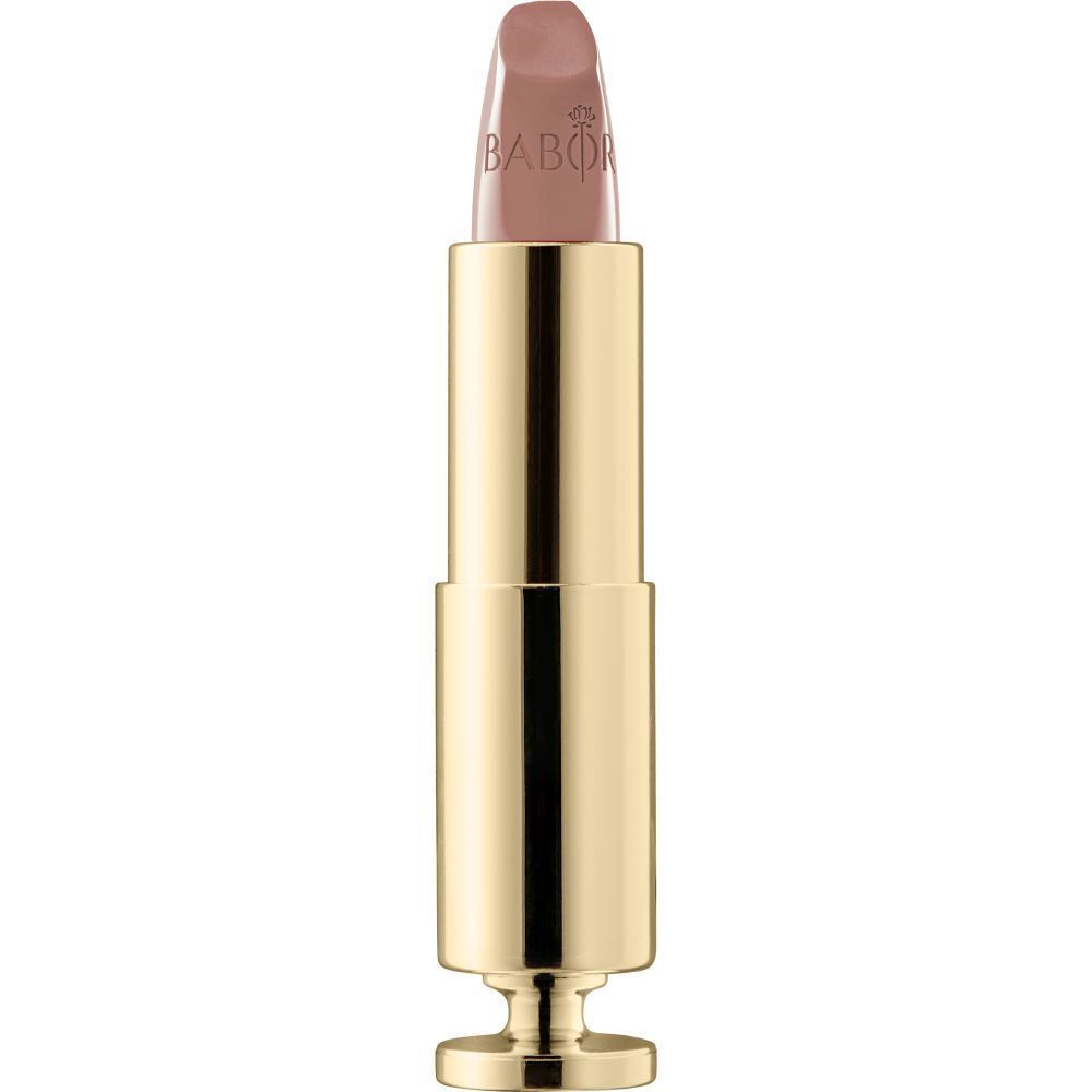 Rouge à lèvres doré avec embout beige. Marque Babor.