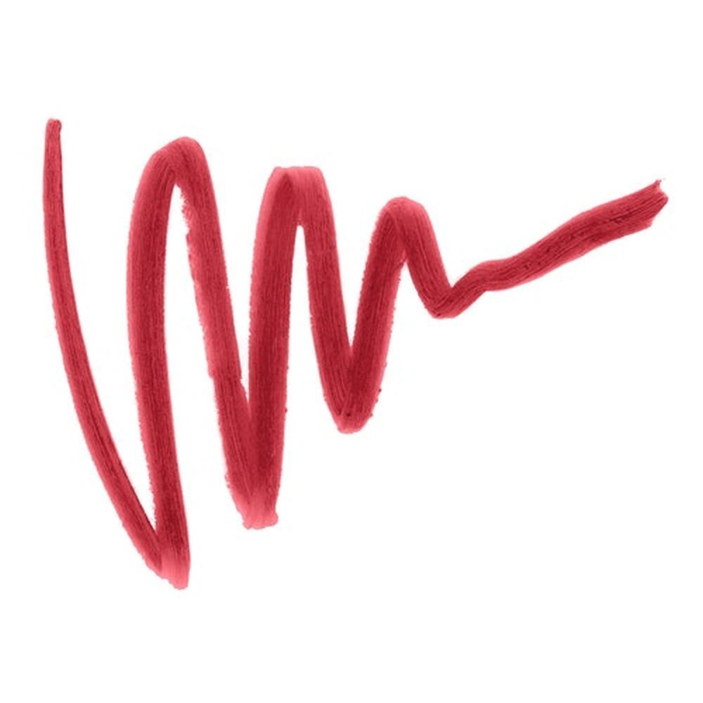 Trait de crayon à lèvres rouge sur fond blanc. Ligne ondulée.