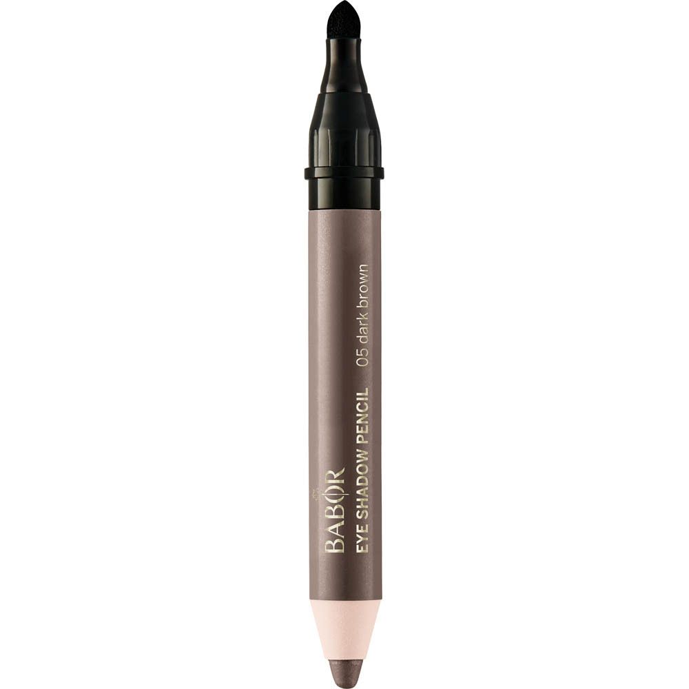 Crayon ombre à paupières Babor 05 brun foncé. Double embout: marron foncé et clair. Capuchon noir.