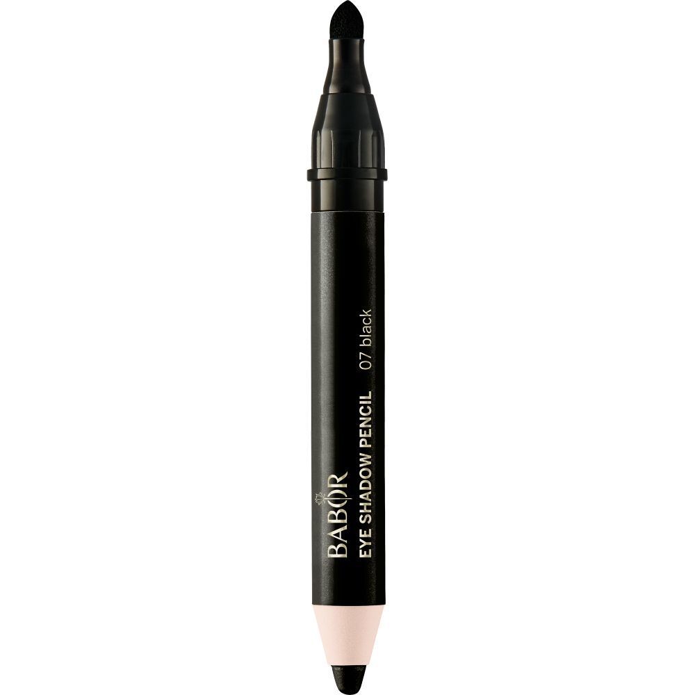 Crayon fard à paupières double, noir. Inscription: Babor Eye Shadow Pencil 07 black. Pointe noire et pointe claire.