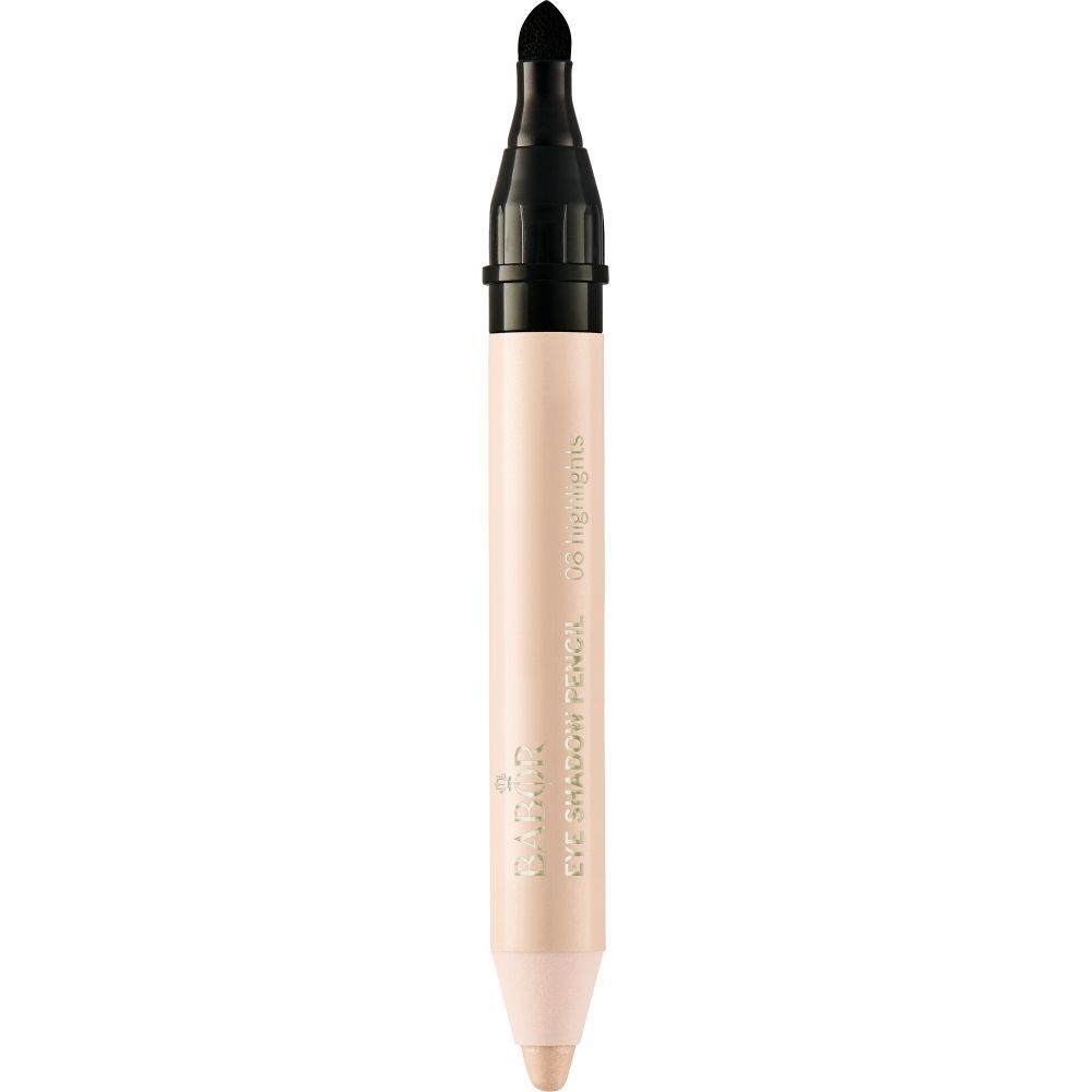 Crayon fard à paupières beige clair avec capuchon noir. Inscription: Eye Shadow Pencil 08 Highlights.