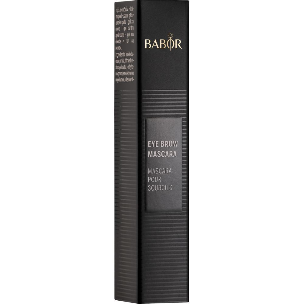 Emballage noir avec logo Babor et nom du produit: Mascara pour sourcils.