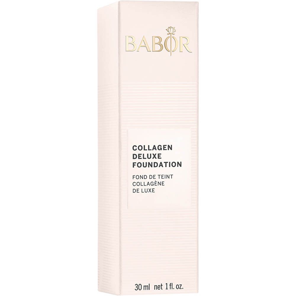 Emballage de fond de teint BABOR. Emballage beige avec nom du produit et logo. 30 ml.