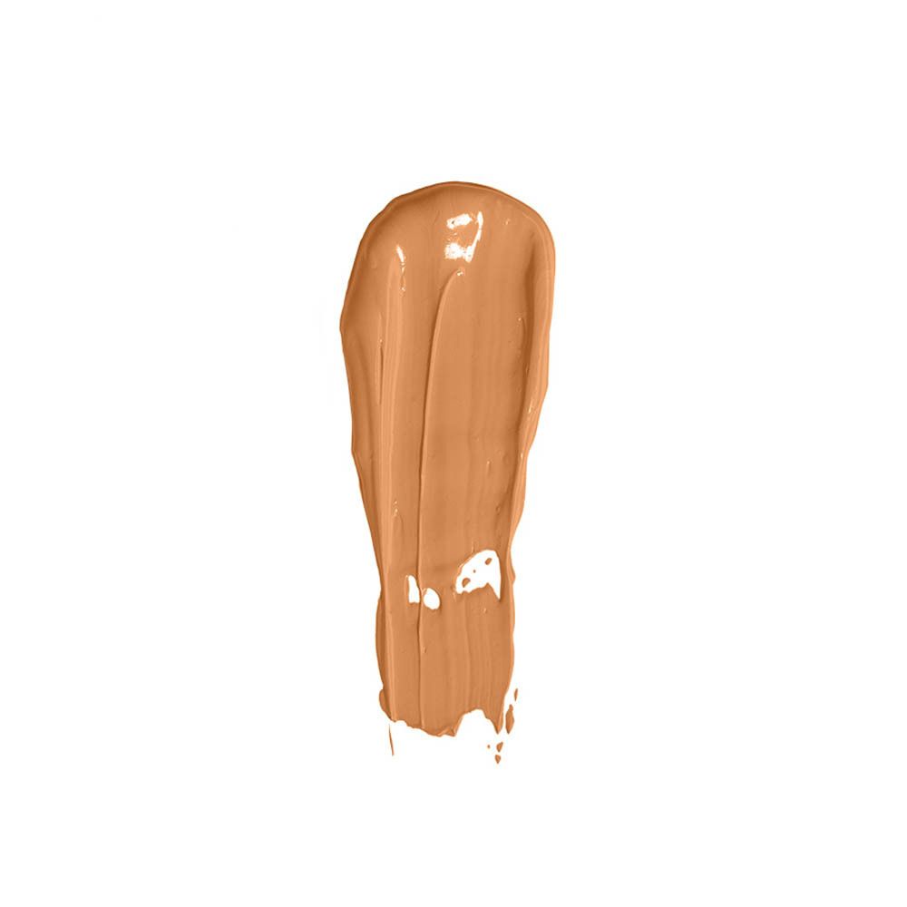 Échantillon de couleur de fond de teint. Trace de fond de teint brun clair sur fond blanc.