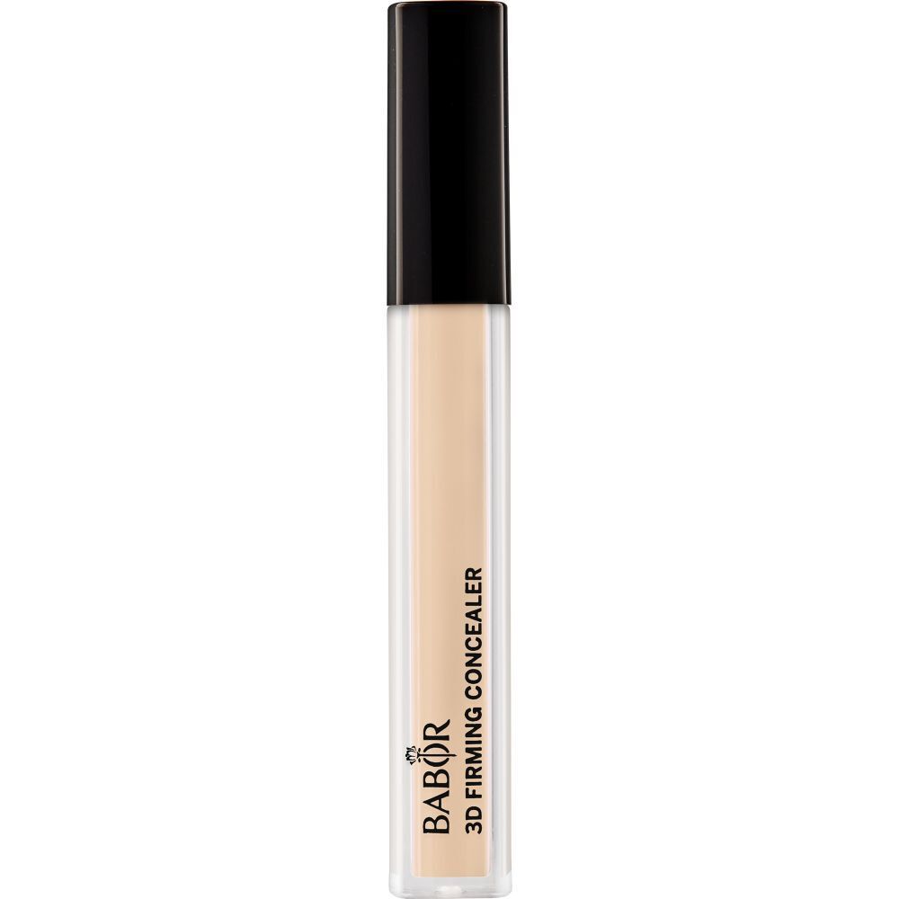 Correcteur Babor 3D Straffender. Correcteur liquide beige en flacon transparent avec bouchon noir. Inscriptions sur le produit.