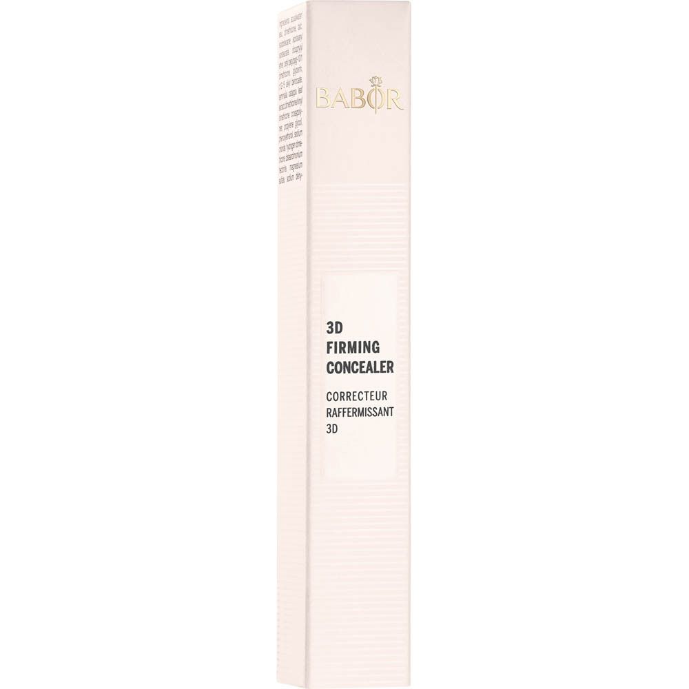 Emballage du correcteur Babor 3D Straffender. Nom du produit et marque visibles. Teinte beige.