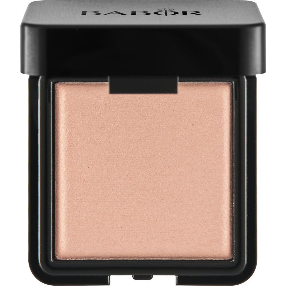 Poudre beige carrée dans un boîtier noir avec logo Babor. Couvercle fermé.