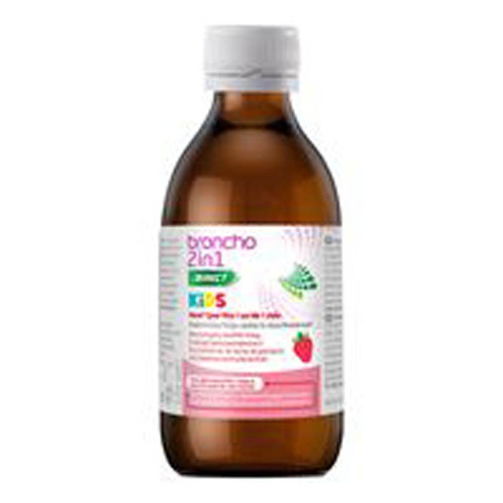 Bouteille de sirop Broncho 2in1 Kids saveur fraise.